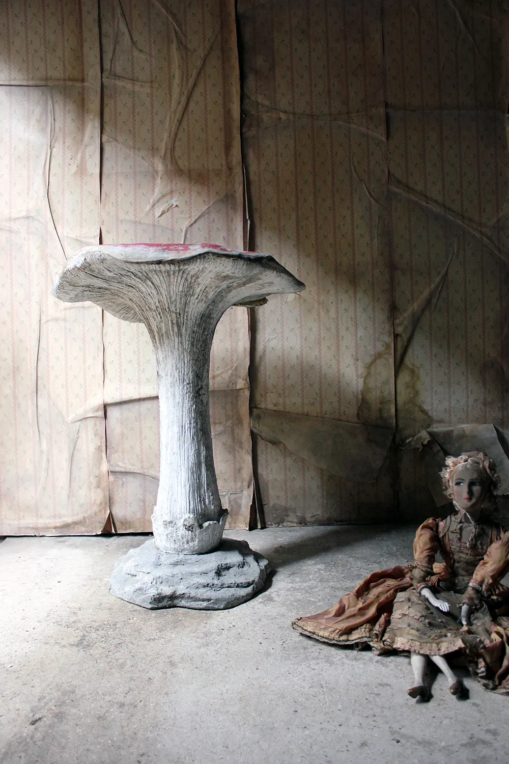 A Large Stylised Mid-20thC Painted Plaster & Fibreglass Theatre Prop Model of a Fly Agaric Toadstool