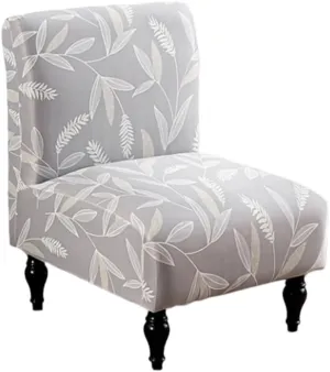 Armless Accent Chair Cover - Printed Soft Slipcover for Slipper Chair - Hotel Living Dining Room Furniture Protection, 11