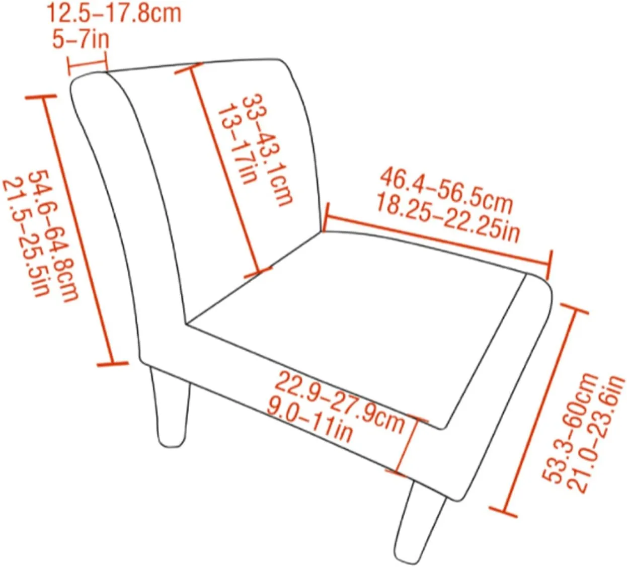 Armless Accent Chair Cover - Printed Soft Slipcover for Slipper Chair - Hotel Living Dining Room Furniture Protection, 11