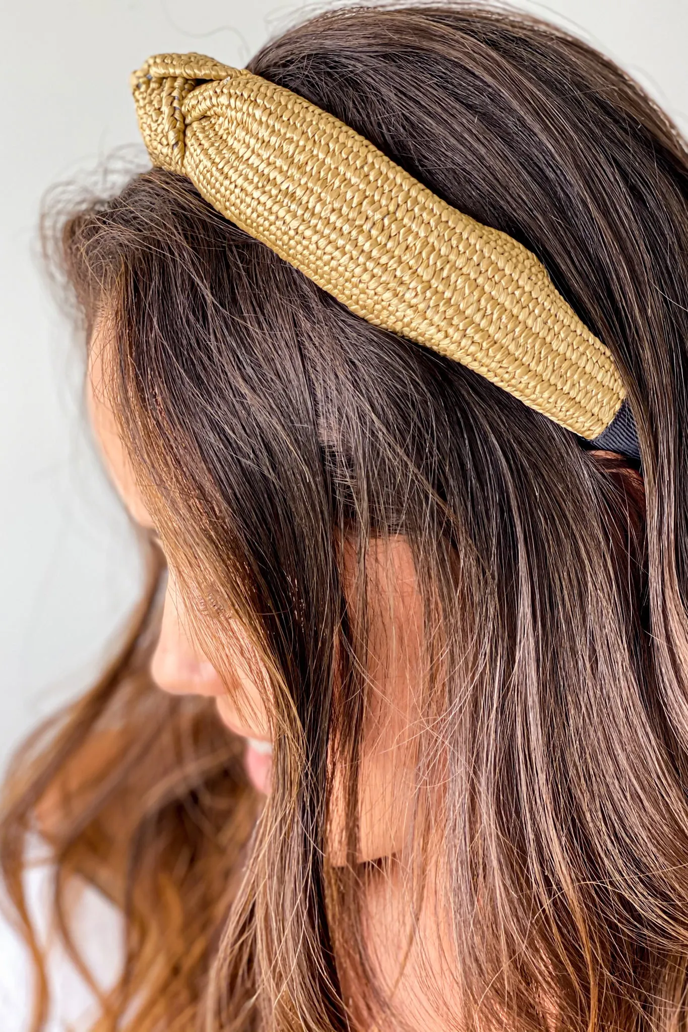 Beige Straw Knot Heandband