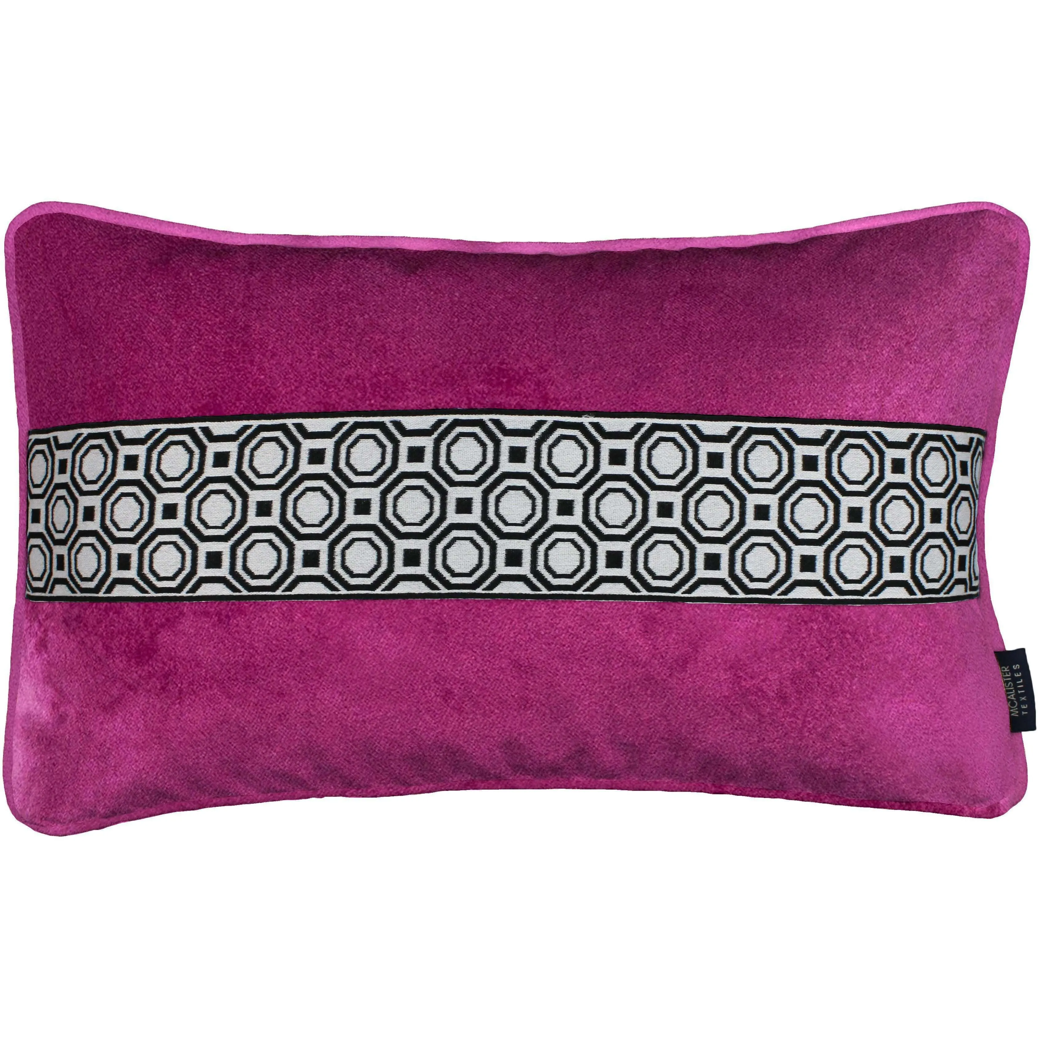 Cancun Striped Fuchsia Pink Velvet Pillow