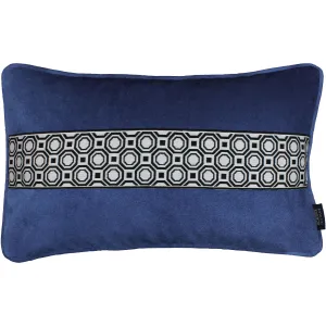Cancun Striped Navy Blue Velvet Pillow