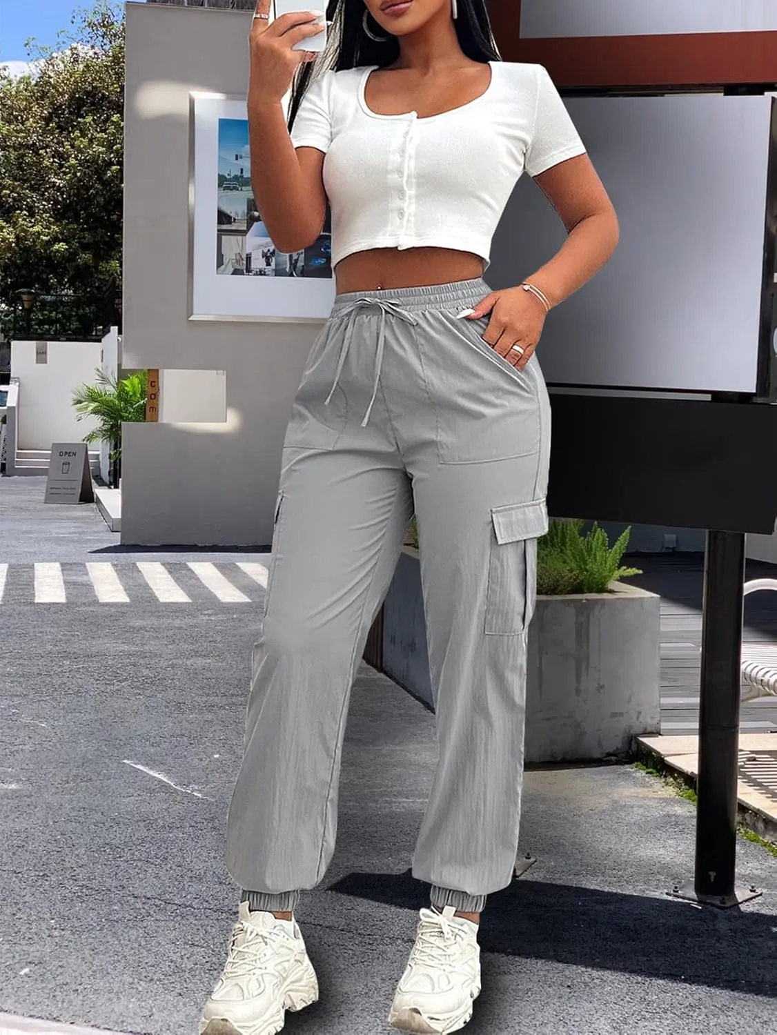Cargo Pants Women Lightweight Joggers Quick Dry Summer Hiking Pants with Pockets