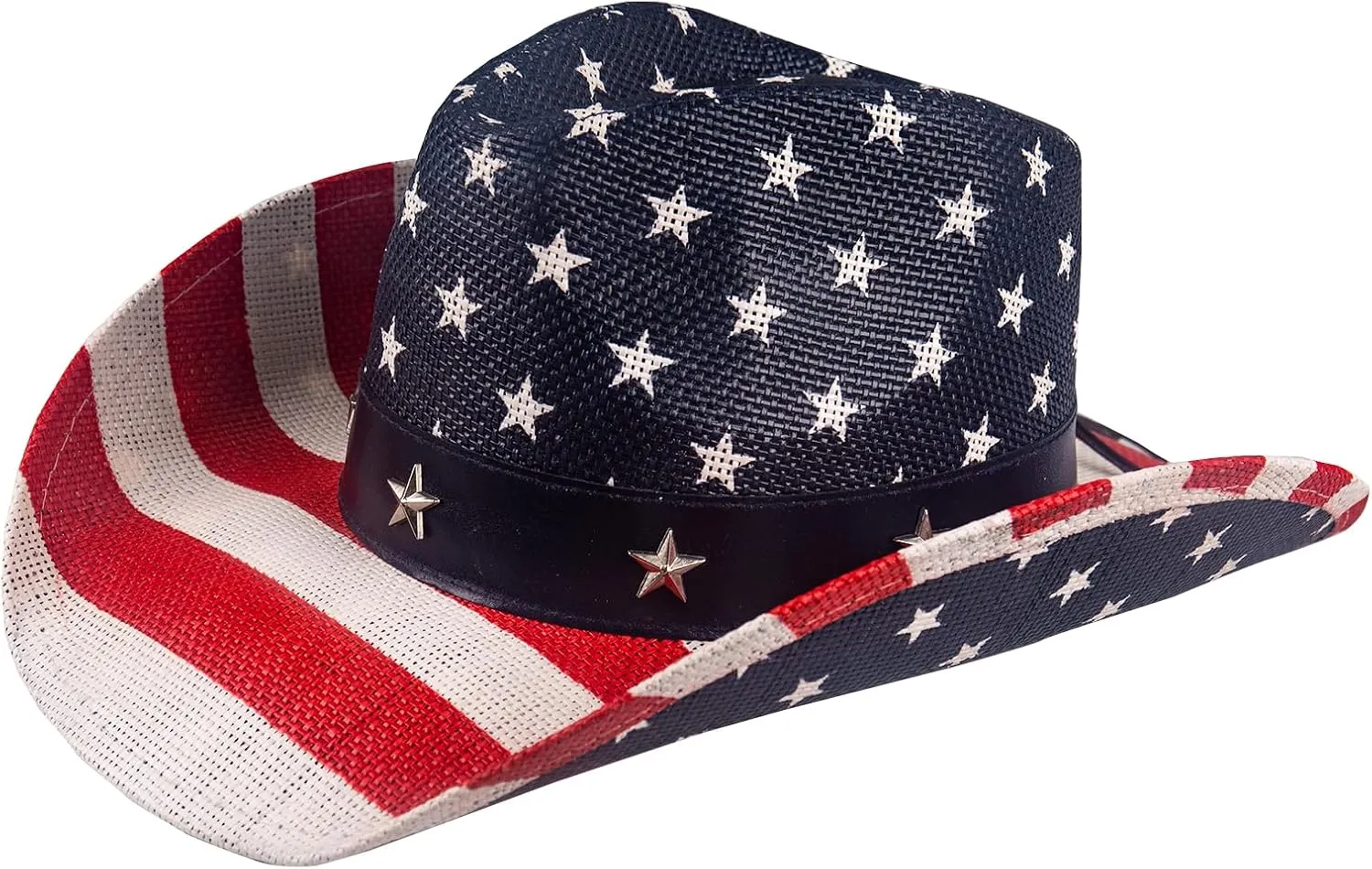 Evankin American Flag Hat, USA Western Cowboy Hat on July 4th, Straw Weaving Star,Summer Sunhat for Men and Women