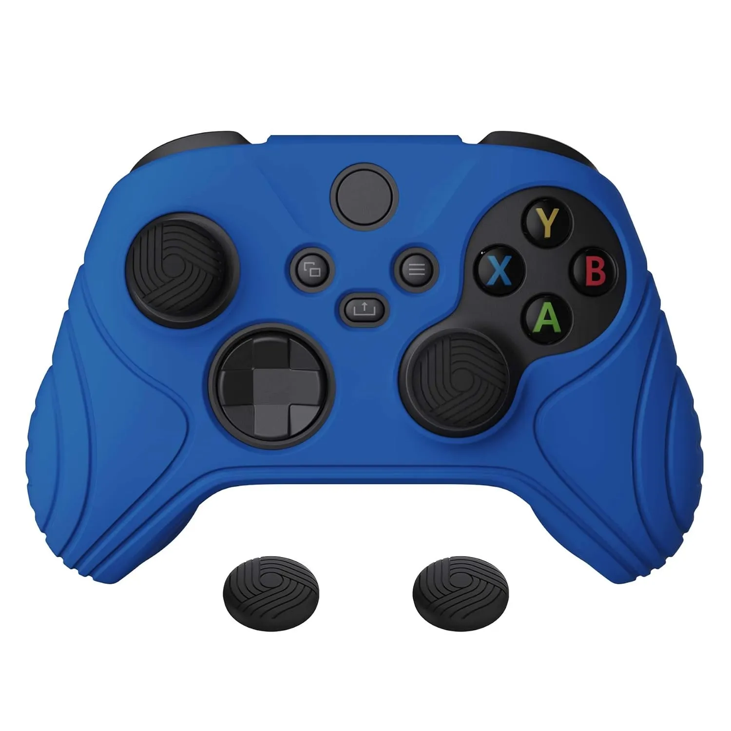 eXtremeRate PlayVital Samurai Edition Blue Anti-slip Controller Grip Silicone Skin for Xbox Core Controller, Ergonomic Soft Rubber Protective Case Cover for Xbox Series S/X Controller w/Thumb Grips