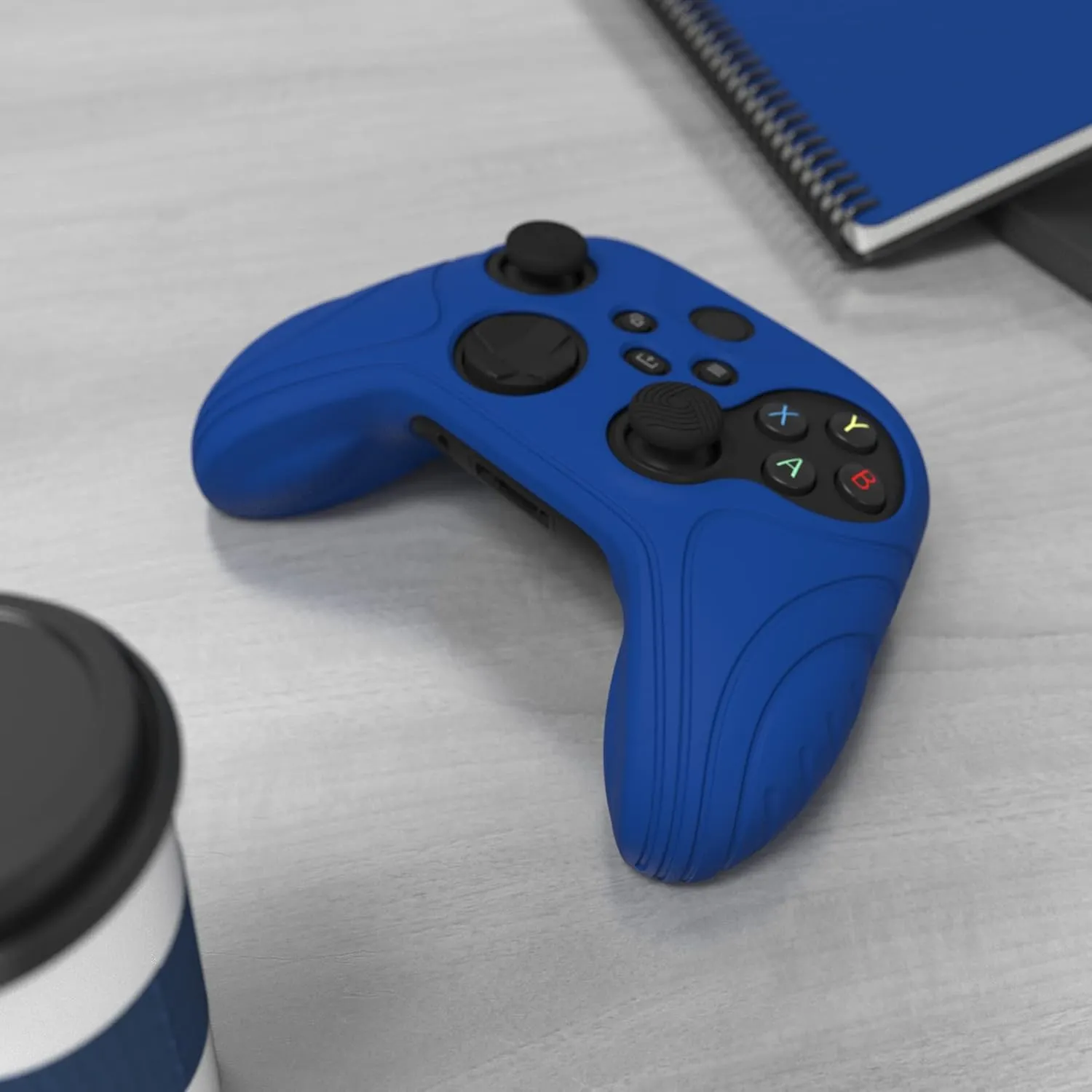 eXtremeRate PlayVital Samurai Edition Blue Anti-slip Controller Grip Silicone Skin for Xbox Core Controller, Ergonomic Soft Rubber Protective Case Cover for Xbox Series S/X Controller w/Thumb Grips