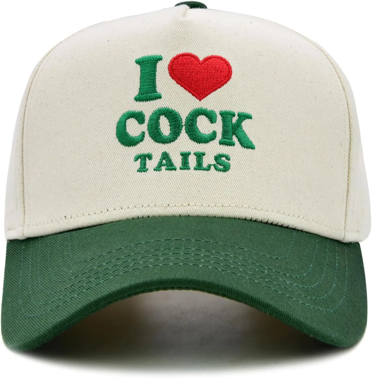 I Love Cocktails Hat, Funny Gag Gifts Joke, Funny Vintage Two-Tone Trucker Cap, Birthdays Gifts for Men & Women Beige/Green
