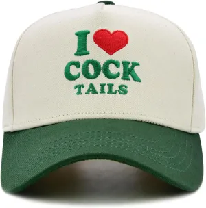 I Love Cocktails Hat, Funny Gag Gifts Joke, Funny Vintage Two-Tone Trucker Cap, Birthdays Gifts for Men & Women Beige/Green