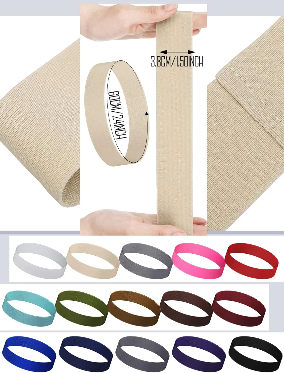 Liitrsh 15 Pcs Hat Band Stretchable Ribbon for Panama, Western Cowboy, Straw Hats - Accessories for Women and Men
