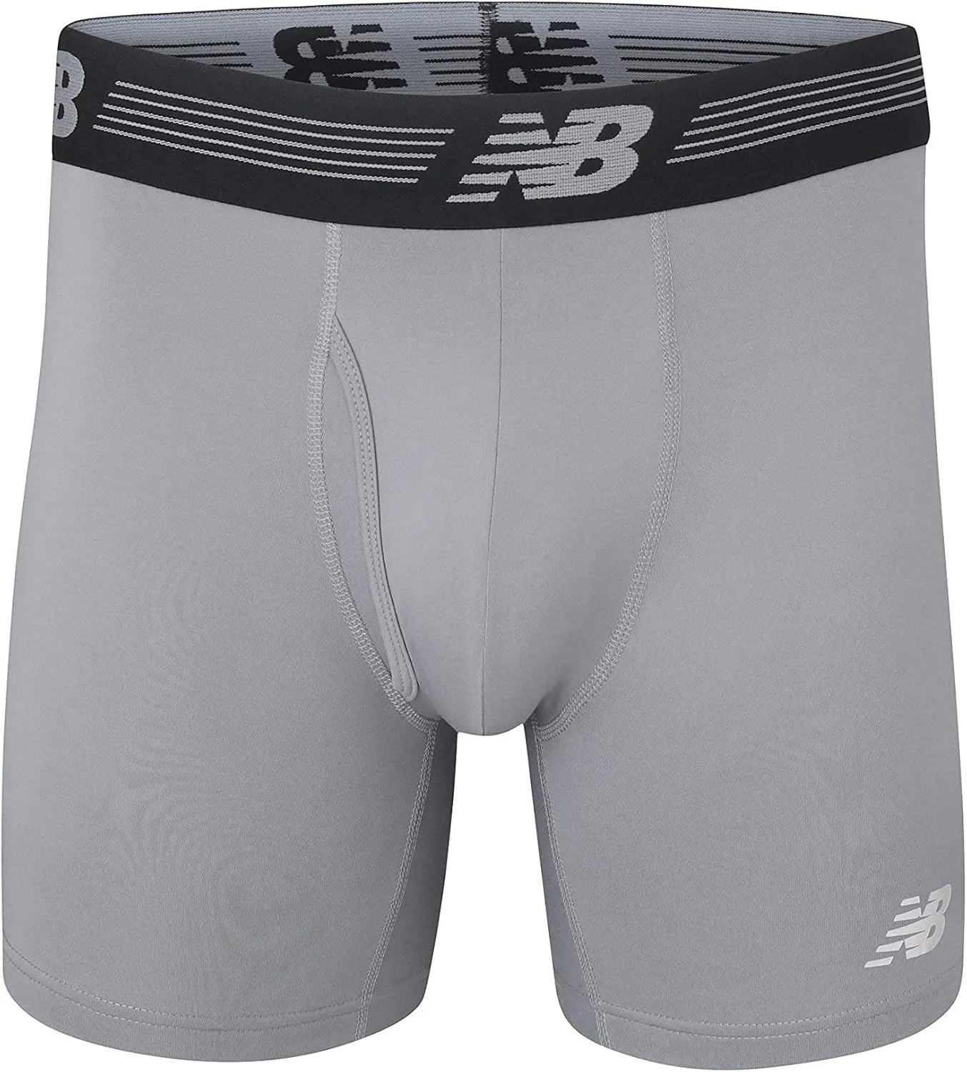 New Balance Men's Performance Boxer Briefs with Fly, Breathable Stretch Underwear, Moisture Wicking, Soft Waistband (3 Pack)