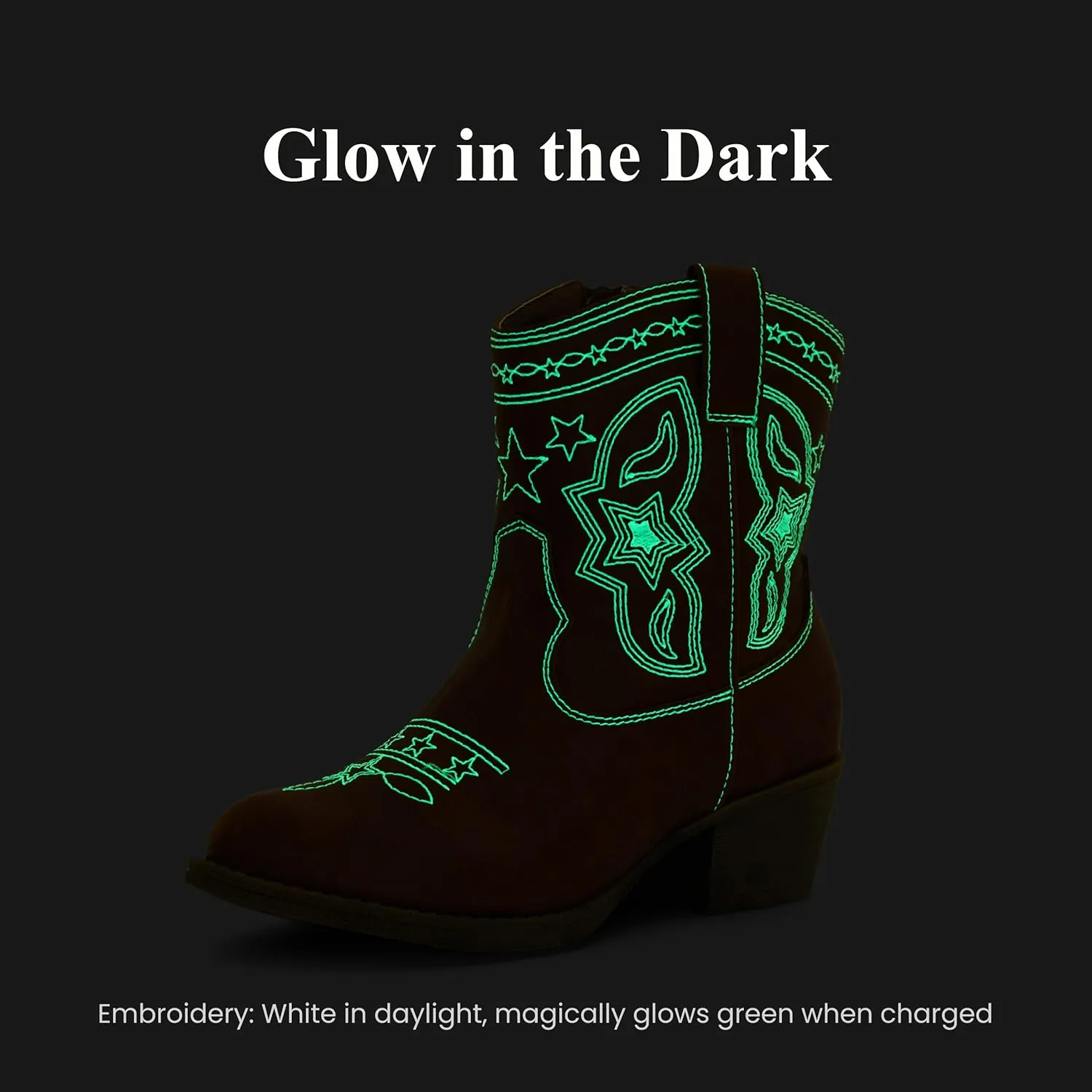 PATPAT Kids Cowboy Boots for Girls and Boys ?C Western Mid Calf Cowgirl Boots with Embroidered and Zipper Design, Riding Shoes for Little Kid/Big Kid