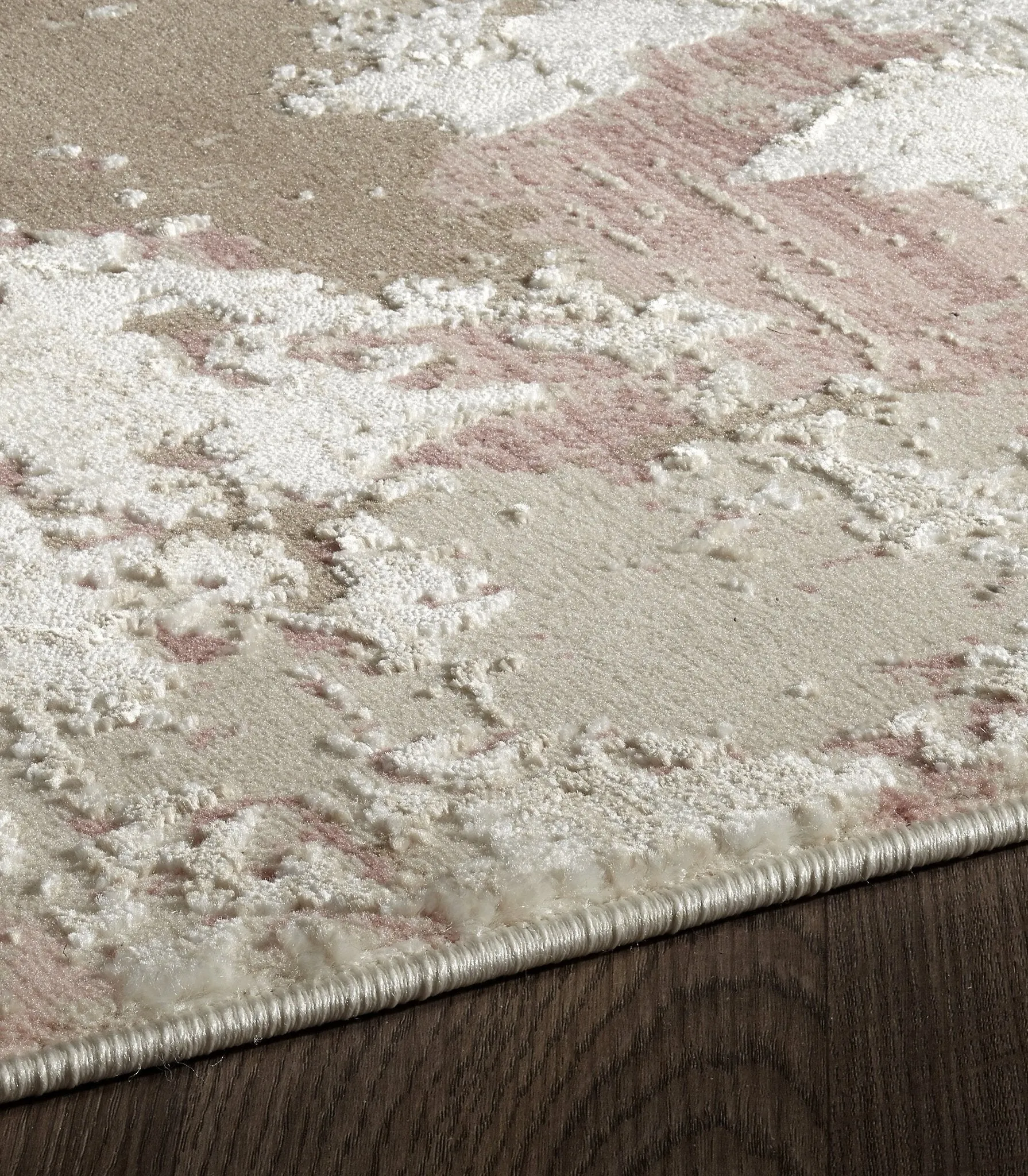 Pink Ivory Textured Abstract Rug