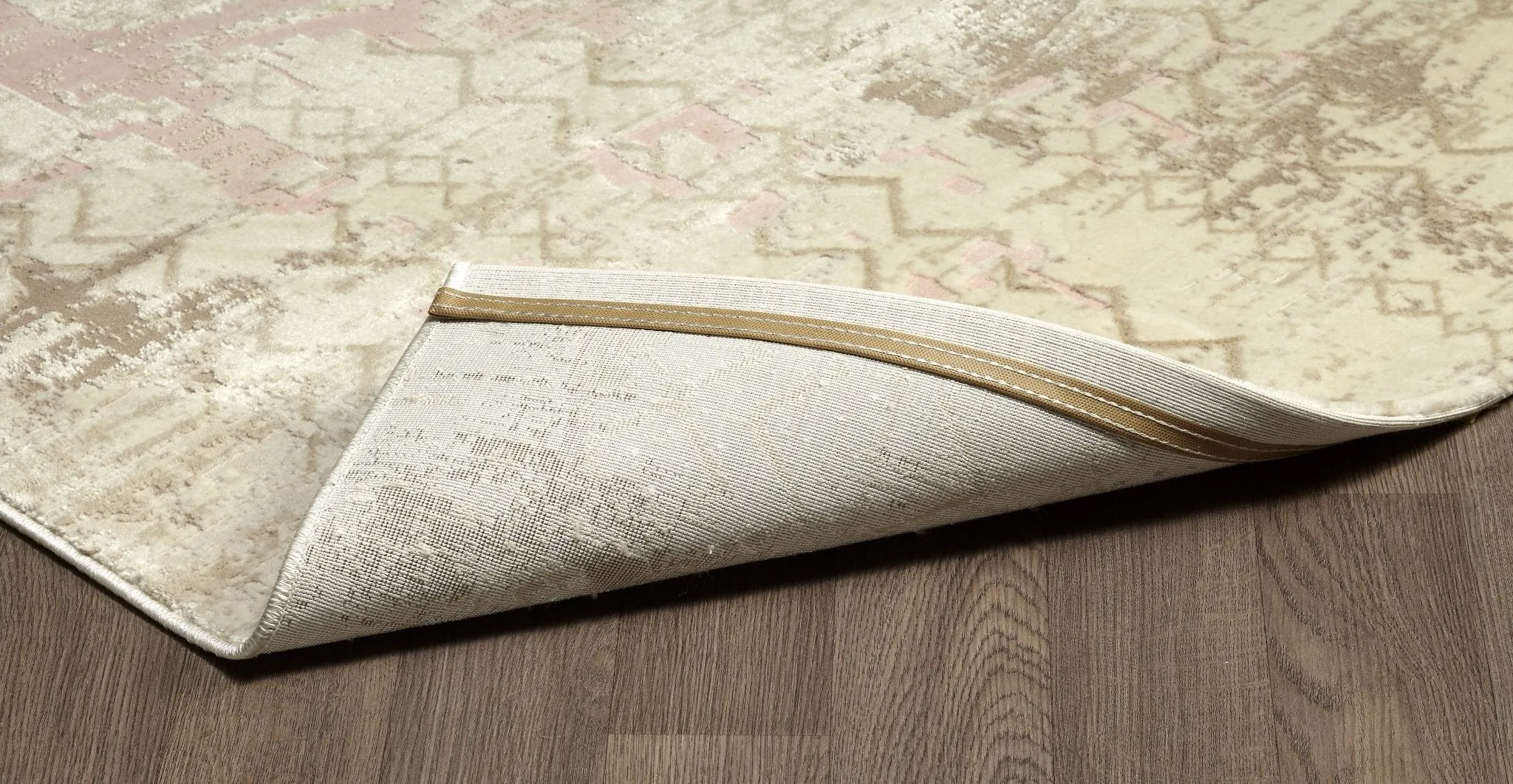 Pink Ivory Textured Abstract Rug