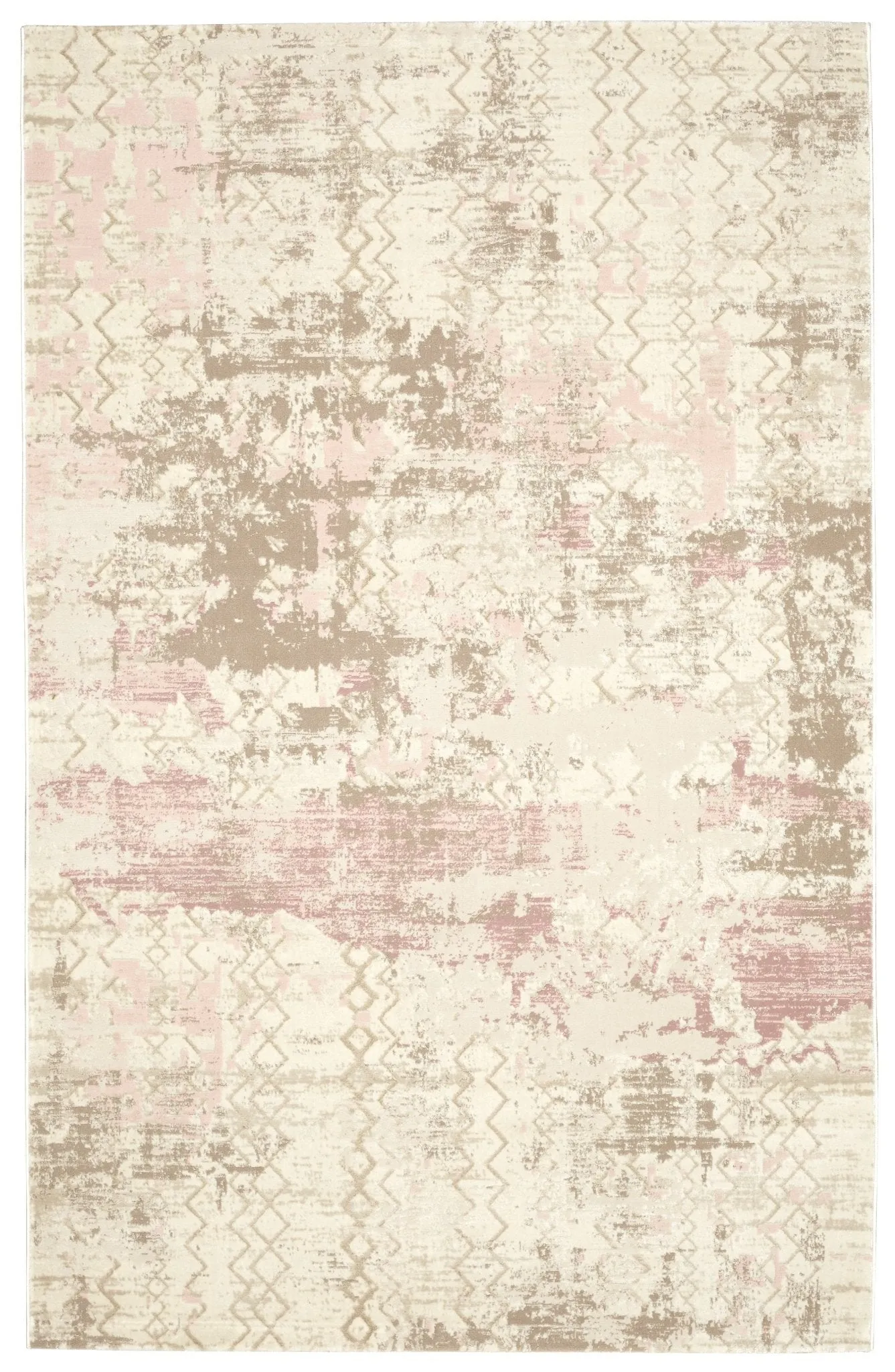 Pink Ivory Textured Abstract Rug