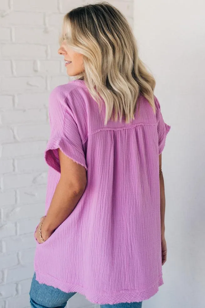 Raw Edge Gauze Top