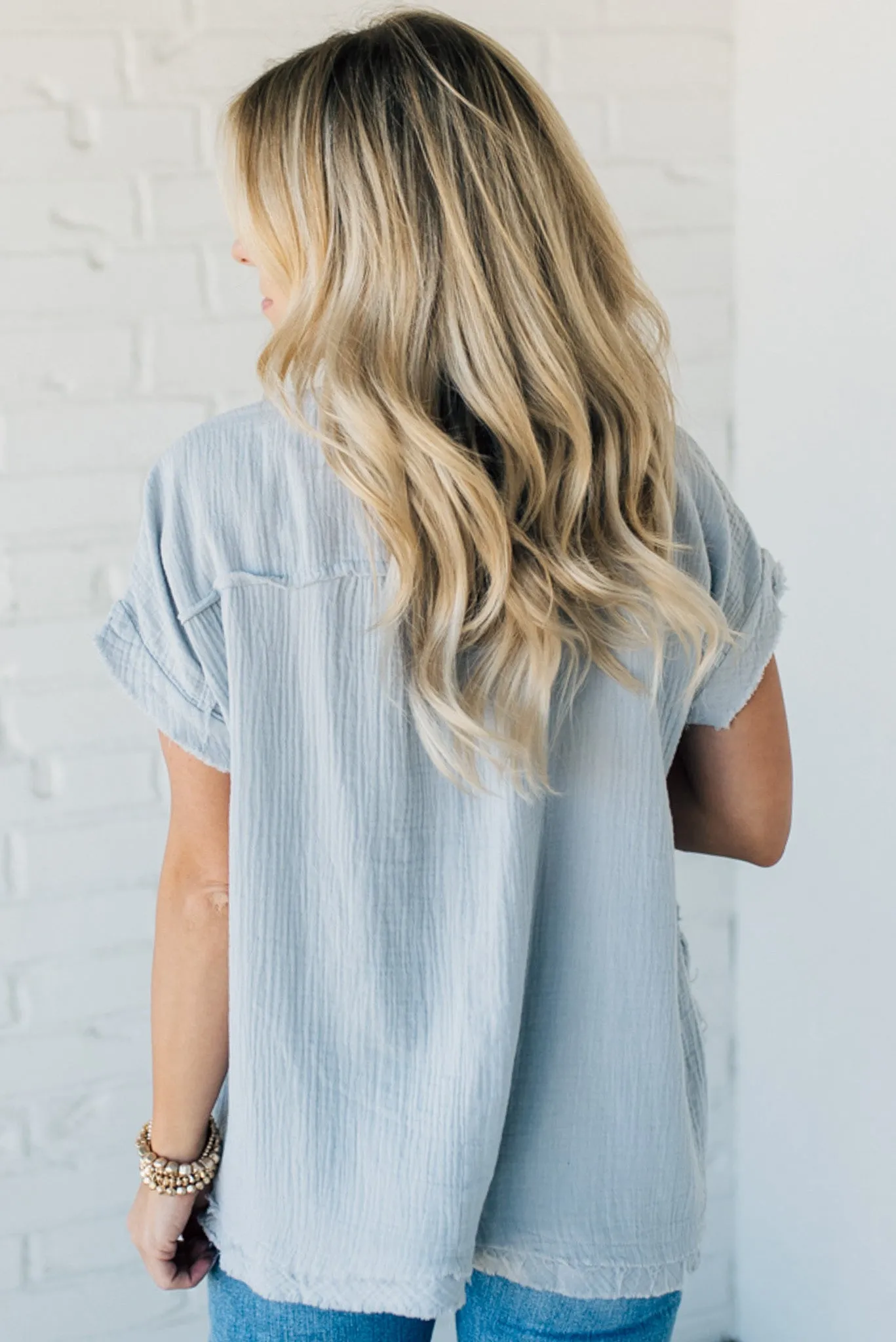 Raw Edge Gauze Top