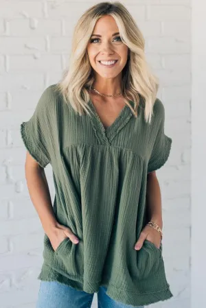 Raw Edge Gauze Top