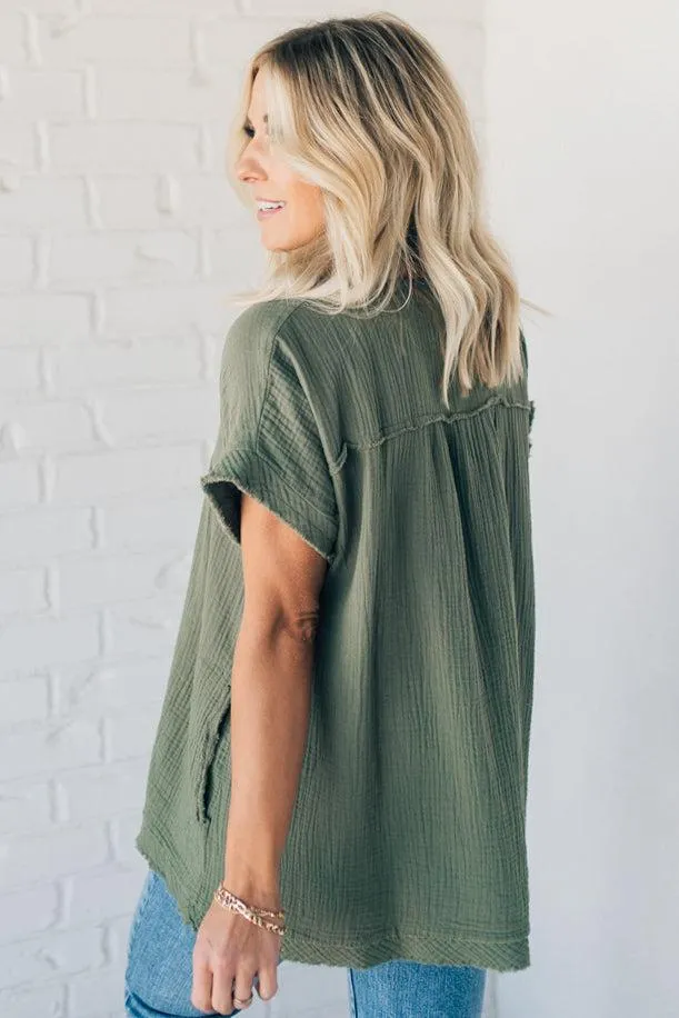 Raw Edge Gauze Top