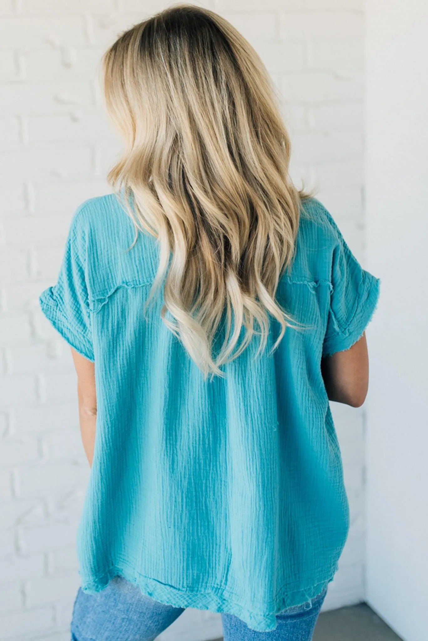 Raw Edge Gauze Top