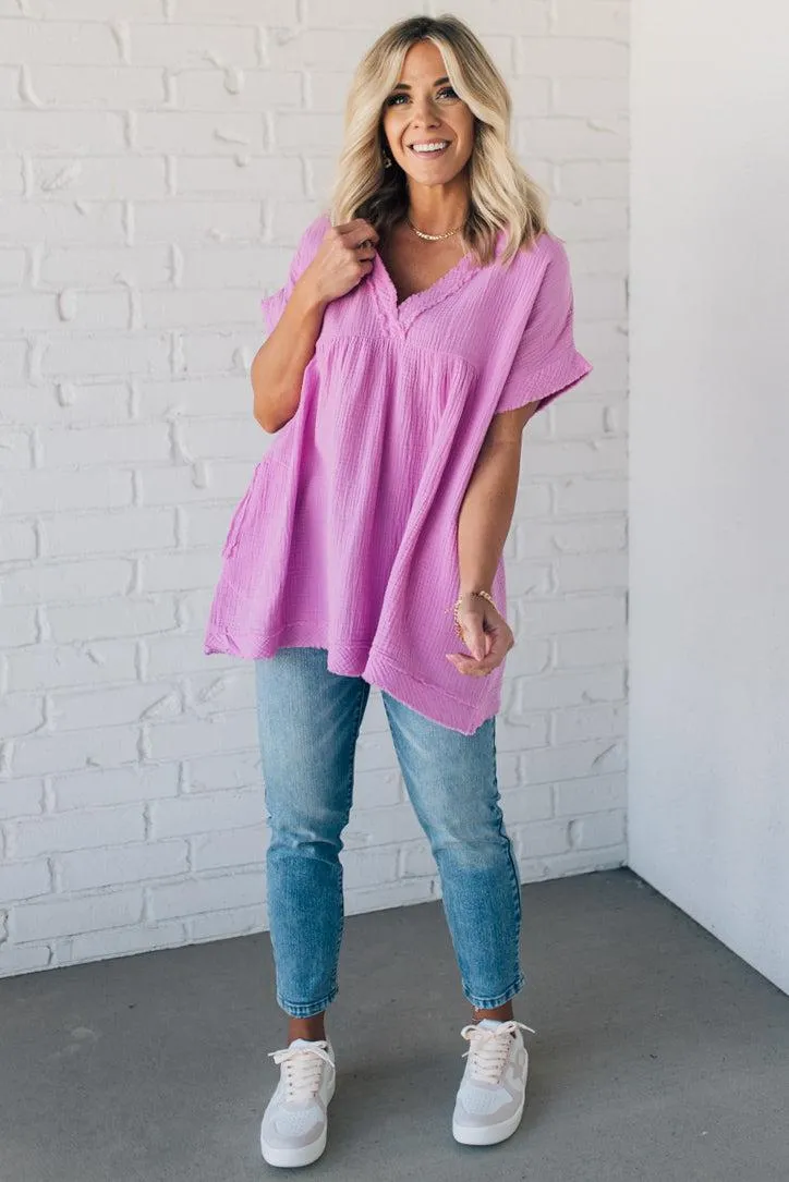 Raw Edge Gauze Top