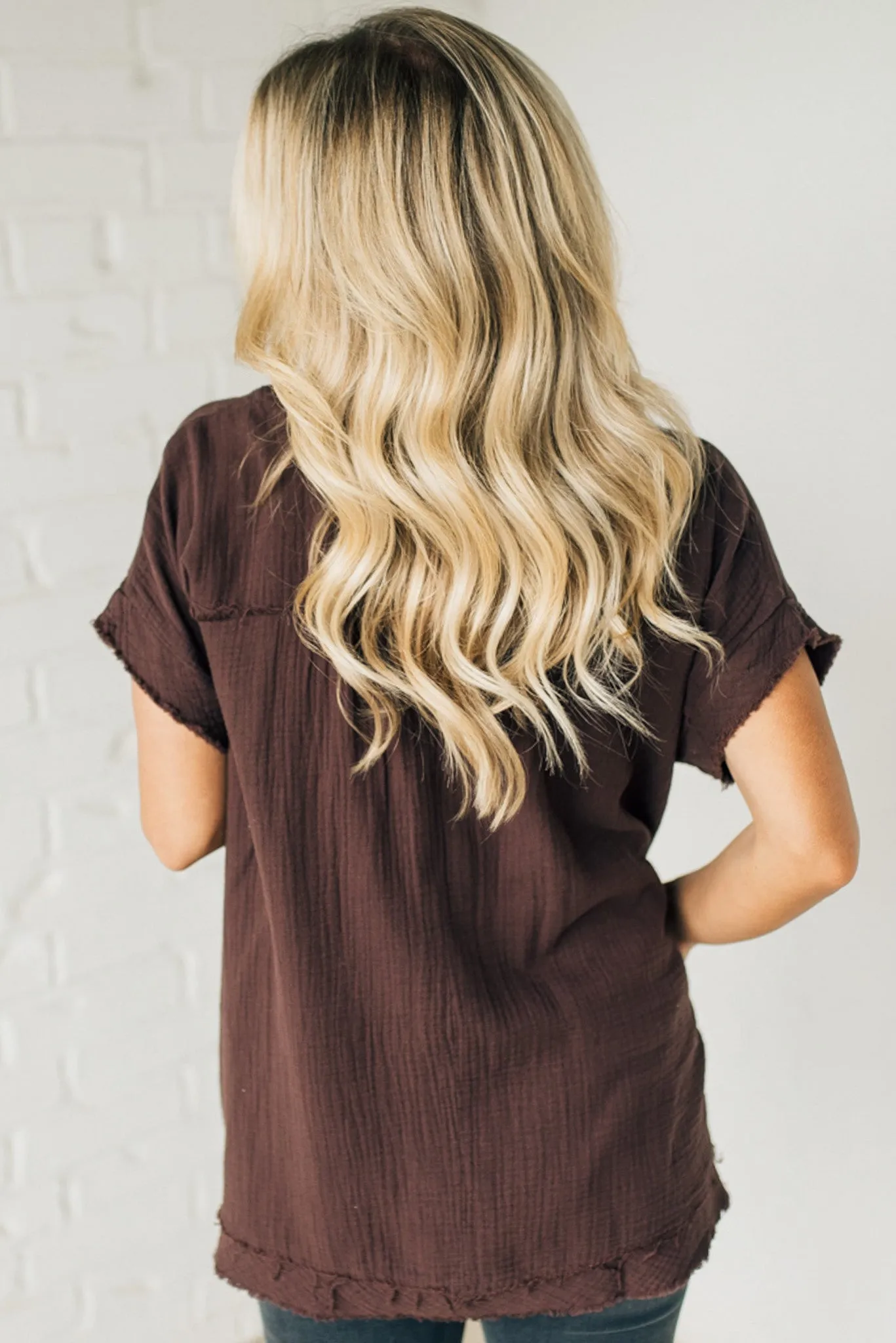 Raw Edge Gauze Top
