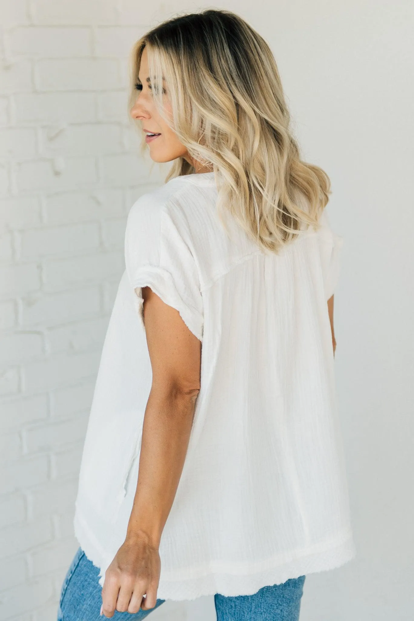 Raw Edge Gauze Top