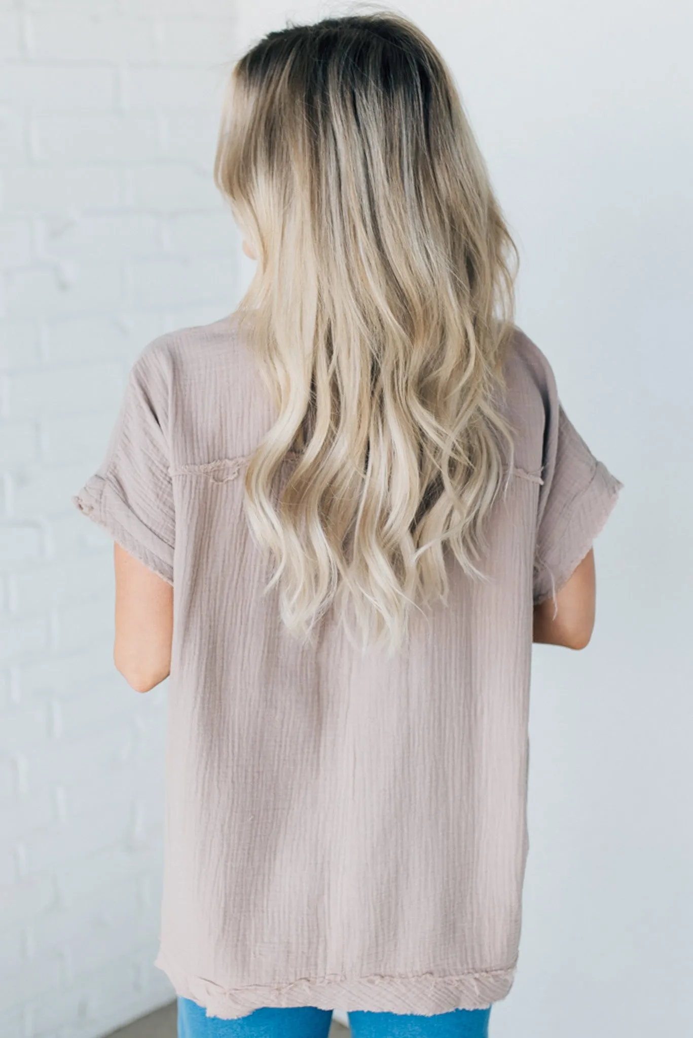 Raw Edge Gauze Top