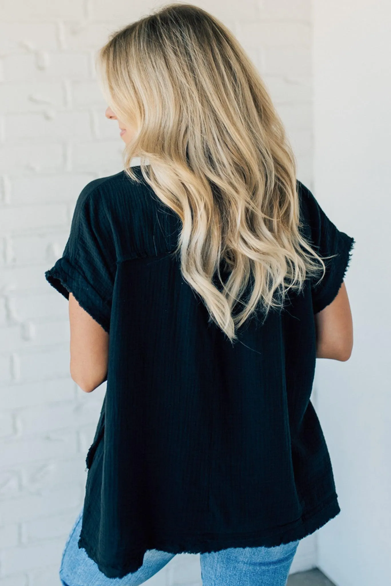 Raw Edge Gauze Top