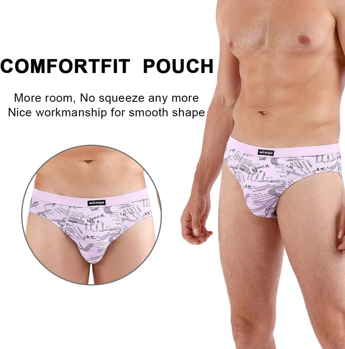 wirarpa Men's Underwear Modal Microfiber Briefs No Fly Covered Waistband Silky Touch Underpants 4 Pack