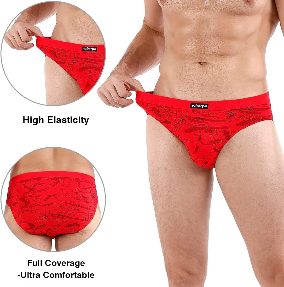 wirarpa Men's Underwear Modal Microfiber Briefs No Fly Covered Waistband Silky Touch Underpants 4 Pack