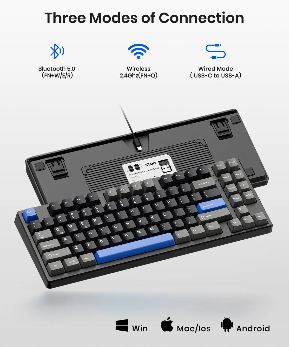 Wireless Mechanical Keyboard,Gasket Mounted with Creamy Sound,Bluetooth/2.4GHz/USB-C,Custom Hot Swappable,RGB Backlit,75% Compact Layout for Gaming/Typing/Win/Mac/PC(Textured Black,Linear Switch